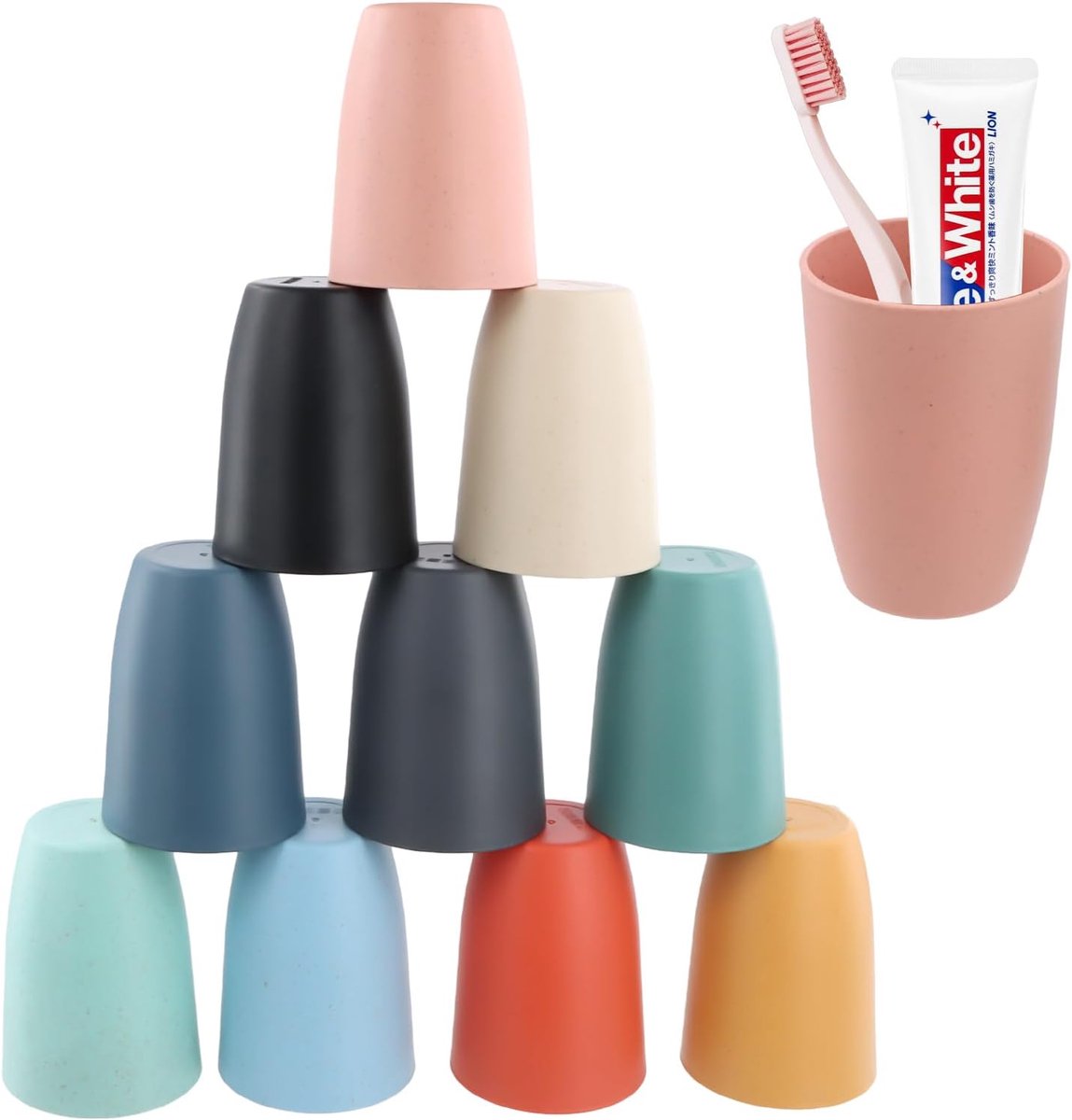 Set van 10 Herbruikbare Plastic Bekers - Kinder Drinkbekers 320 ml - Kleurrijke Schokbestendige Plastic Bekers voor Volwassenen - Mondspoelbekers - Stapelbare Bekers - Picknickbekers voor Kinderen