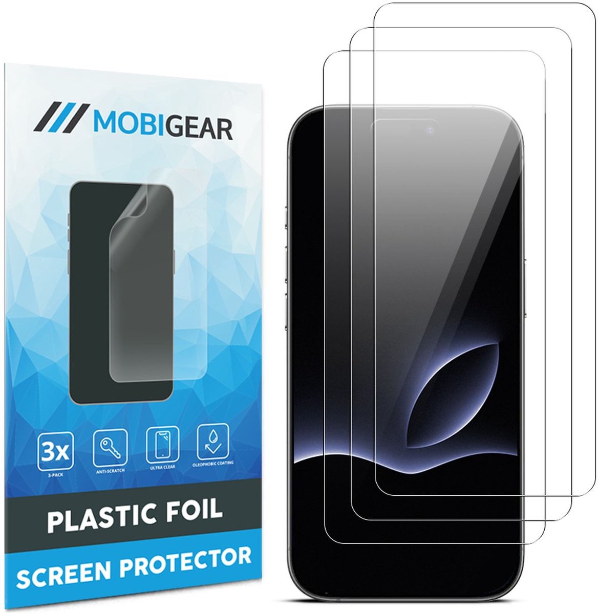 Mobigear Screenprotector geschikt voor Apple iPhone 17 Pro Max | Mobigear Screenprotector Folie - Case Friendly (3-Pack)
