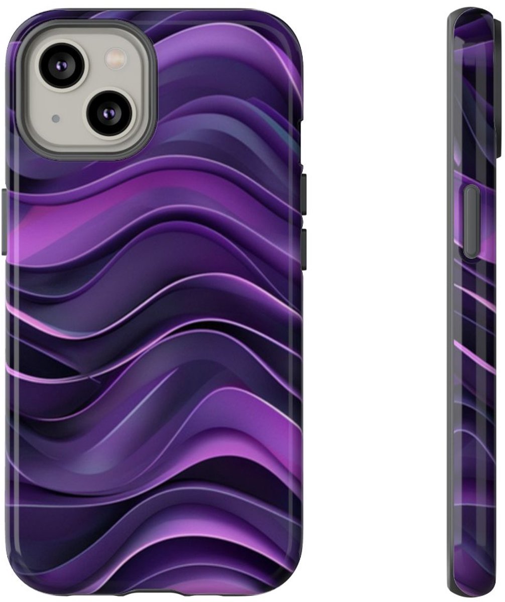 Paars Golvend Patroon – Telefoonhoesje Geschikt voor iPhone 14