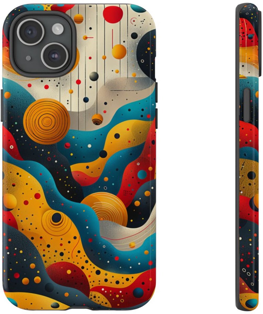 Kleurrijke Abstracte Kosmische Golven – Telefoonhoesje Geschikt voor iPhone 15 Plus