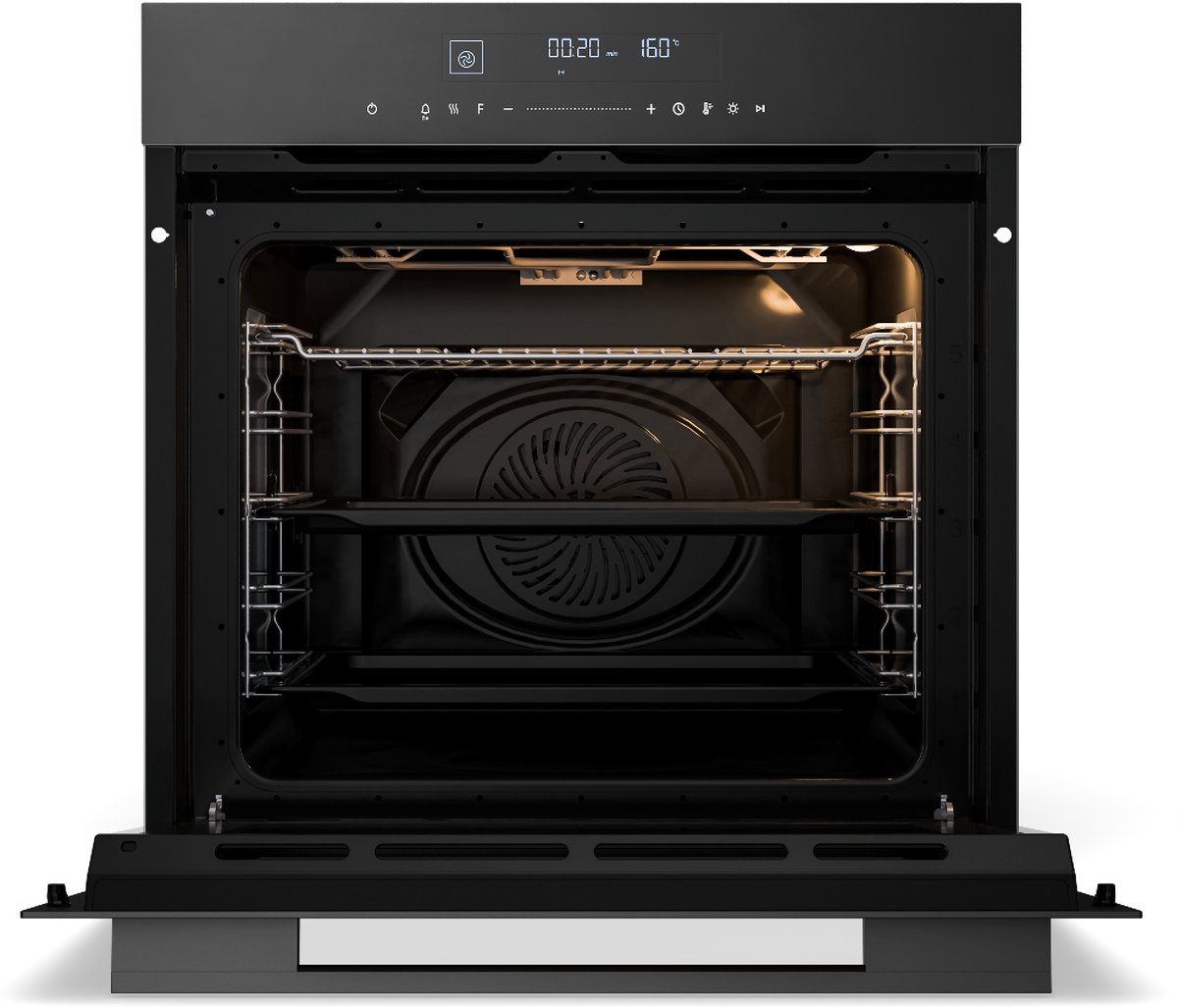 Klarstein Inbouwoven Velaire 74 liter elektrische oven, 13 standen, touchbediening, energieklasse A+, geëmailleerde binnenkant, driedubbele beglazing, geïntegreerde enkele oven, 60 cm, mat en glazen design, zwart - voor Keuken – foto 5