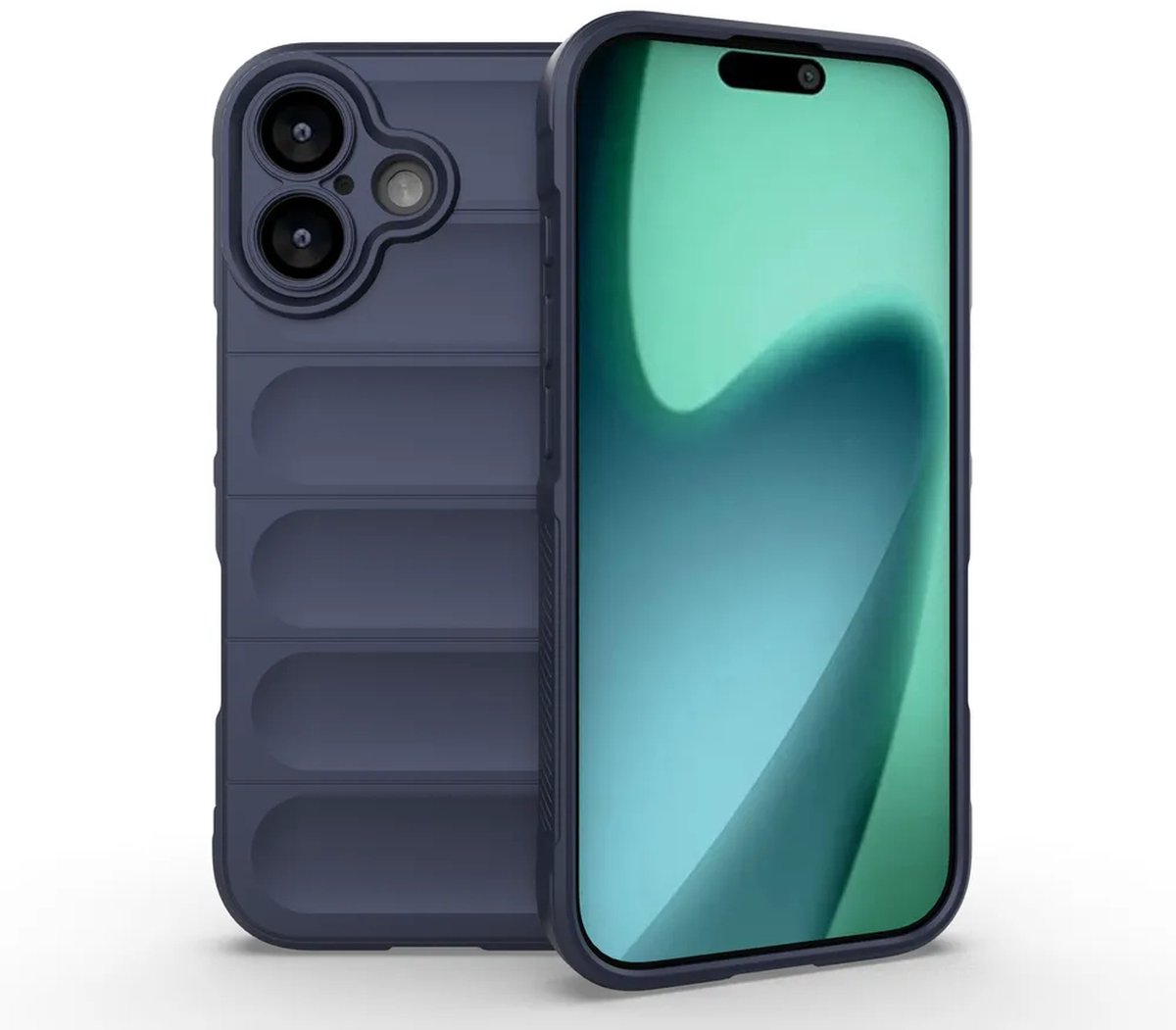 MobyDefend Hoesje - Geschikt voor iPhone 17 - TPU Gripcase - Blauw