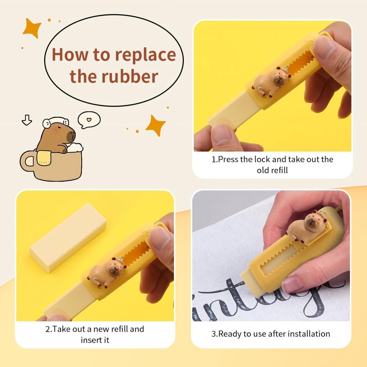 Fituenly Cartoon Capybara Gel Pen 4 stks/set Kawaii Zwarte Inkt Gel Pen Student Briefpapier Intrekbare Gel Pennen School Kantoorbenodigdheden