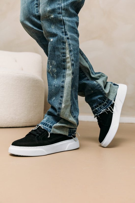 Baskets pour femmes Homme Orlando Cuir Nubuck Zwart - Oscar&Djayds - Zwart - Cuir Véritable - Baskets pour femmes - Chaussures pour femmes - OD 330 - Pointure 40