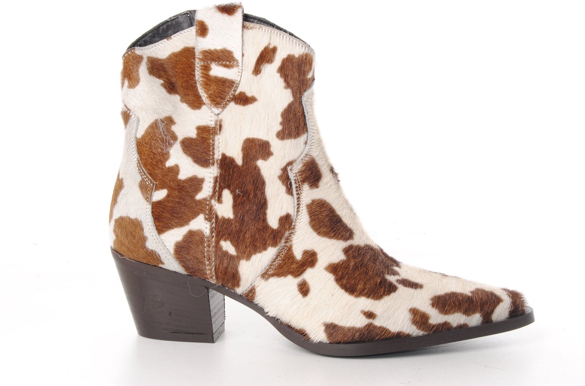 MAURY dames enkellaarsje Denver Koeienhuid beige en bruin