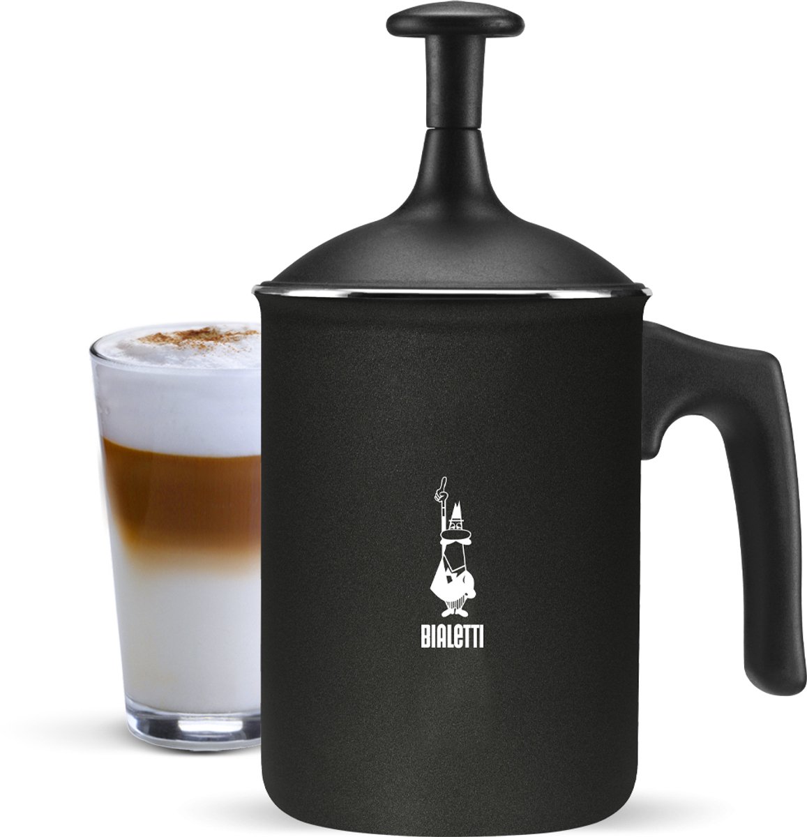 Bialetti Tutto Crema Monta Latte - melk Frother - dubbele schuim scherm - 166ml - zwart