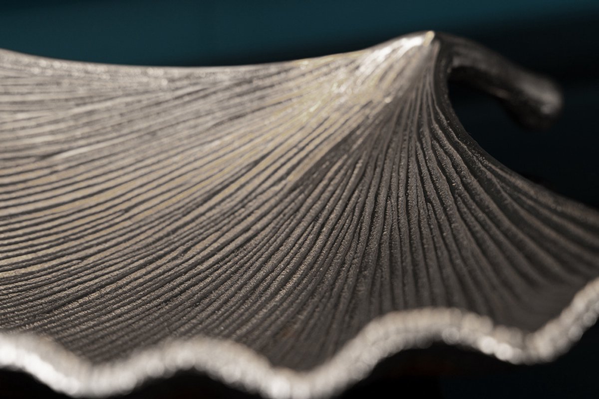 Decoratieve kom GINKGO 33cm zilver handgemaakt metaal - 41778