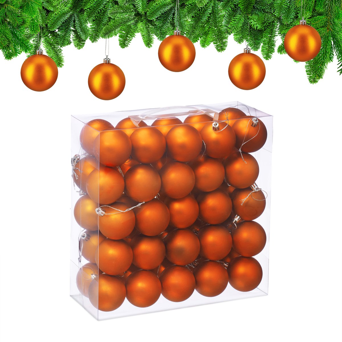 kerstballen set van 50 - Ø 6 cm - mat - kunststof - oranje