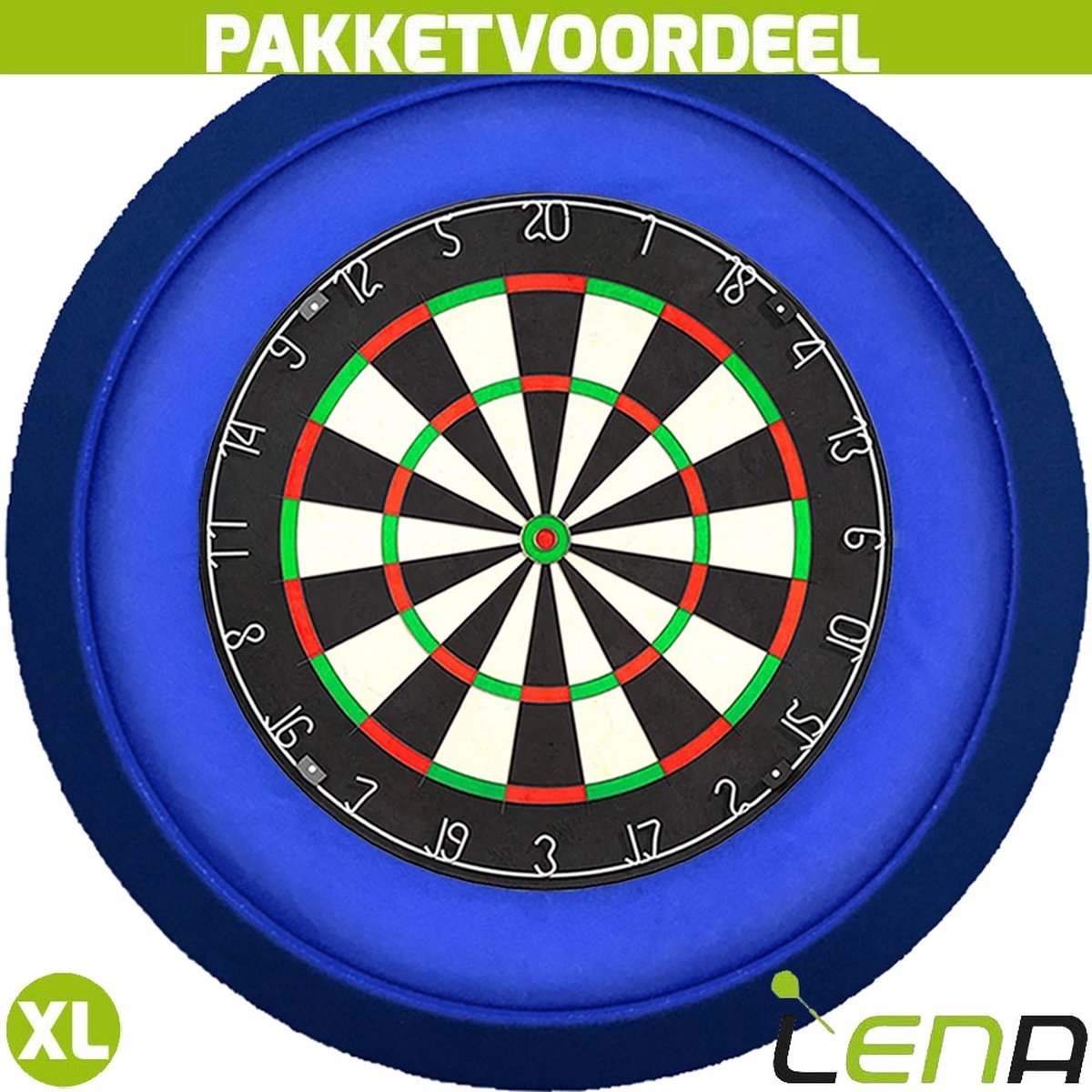 Lena Professional Dartbord + Lena Dartbordverlichting Deluxe XL (Blauw)
