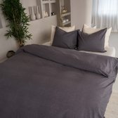 Kayori Showa Dekbedovertrek Flanel - 140x200-220 + 1 sloop - Eenpersoons - Antracite