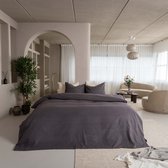 Kayori Showa Dekbedovertrek Flanel - 140x200-220 + 1 sloop - Eenpersoons - Antracite