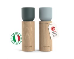 LARS NYSØM LARS NYSØM Houten Zout- en Pepermolen Set - Handmatige Zout en Peper Molens met Verstelbaar Keramisch Mechanisme - Elegante Beukenhouten Molen voor Keuken of Tafel (Stone Blue/Sky Blue)