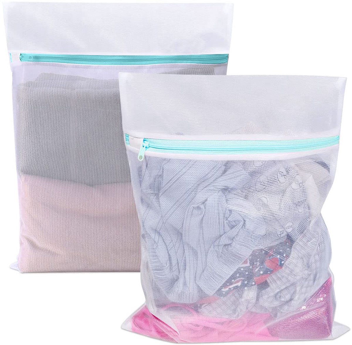 Mesh waszakken - herbruikbaar - set van 2 - 90 x 110 cm - polyester