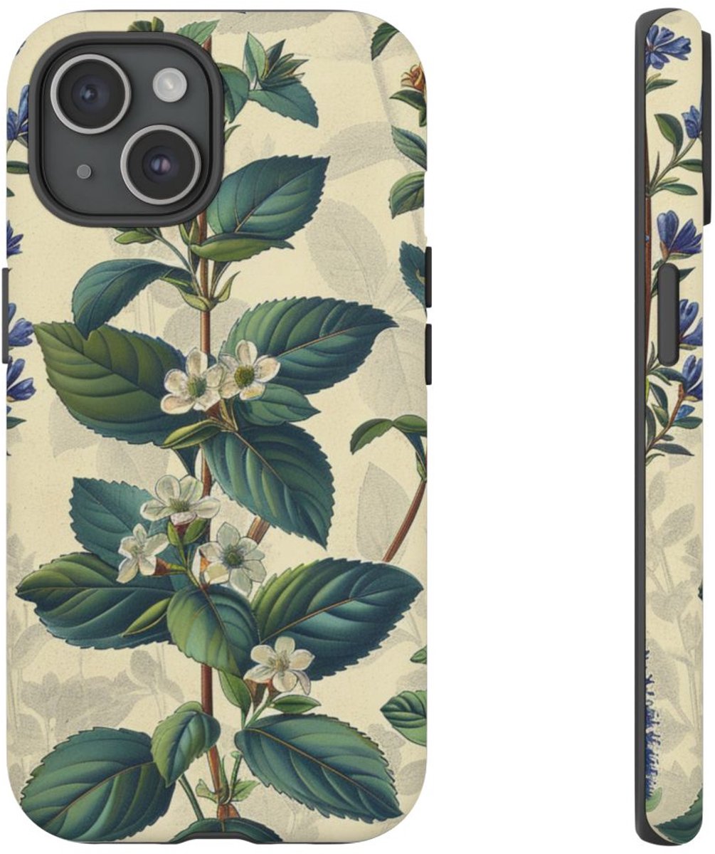 Vintage Botanisch Kruidenpatroon – Telefoonhoesje Geschikt voor iPhone 15