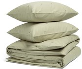 Yumeko dekbedovertrek katoensatijn light olive botanical 200x220 + 2/60x70 - Bio, eco & fairtrade