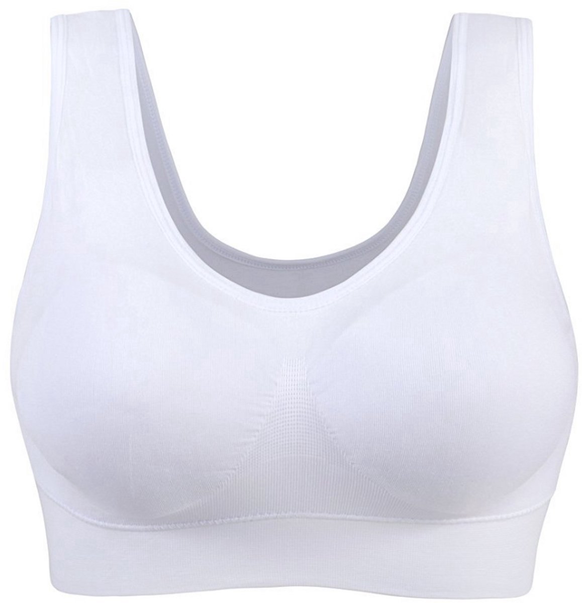 Sport BH - Maat XL - Comfort BH - Soft pads Zonder beugel - Naadloze BH Zonder Beugel - Ondergoed Dames - Sport Kleding - WIT - LOUZIR