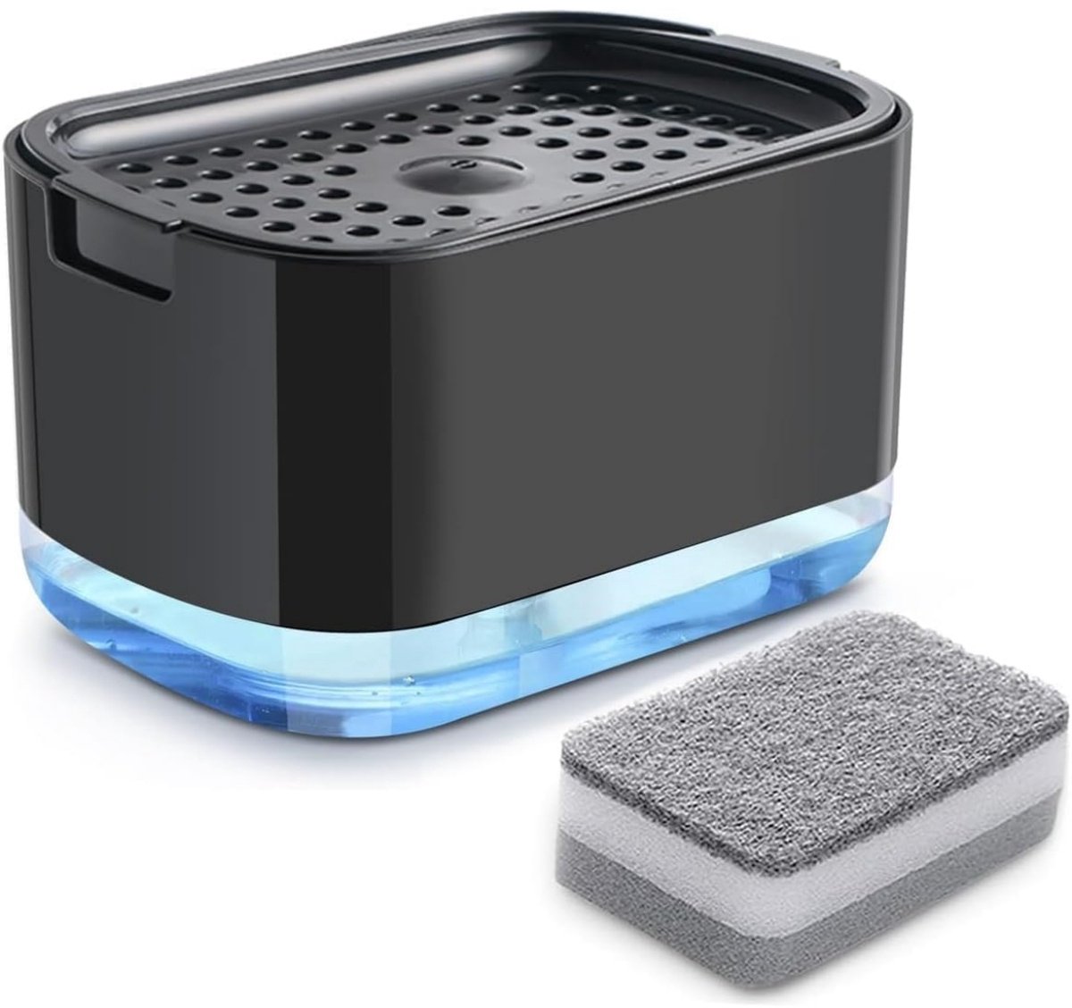 EXCITAT Keukenzeepdispenser - Afwasmiddeldispenser - Met sponshouder - Navulbaar wasmiddel - Zwart
