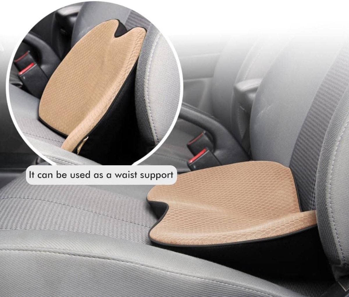 QYILAY lederen auto memory foam verhoging zitkussen voor korte mensen rijden, heup (stuitbeen/staartbeen) en onderrug pijnverlichting buttkussens, voor vrachtwagen, SUV, bureaustoel, rolstoel, enz