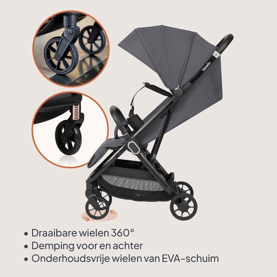 Lionelo Bess Buggy - Kinderwagen vanaf 6 maanden tot 22 kg - Ultra compacte -Lichtgewicht 7,5 kg - Automatisch Inklapbaar - XXL Kap UPF50+ - 5-Puntsgordel - Geveerde Wielen - Mand & Bekerhouder - Reisvriendelijk van LIONELO — afbeelding 2