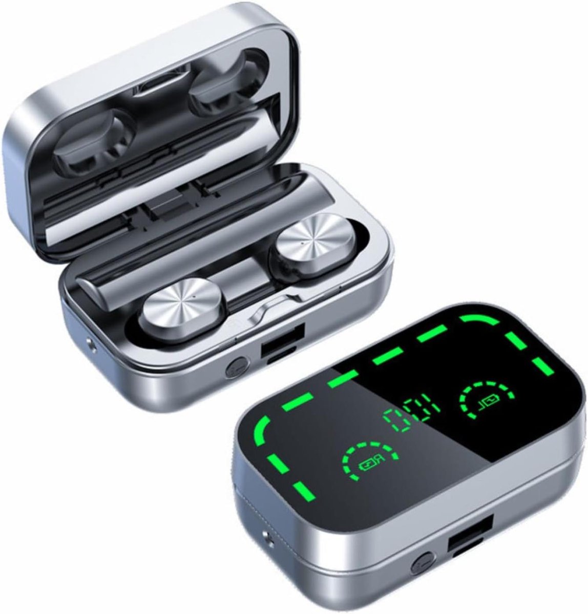 Bluetooth Vertaler Oortjes met Digitale Display en Zaklamp -