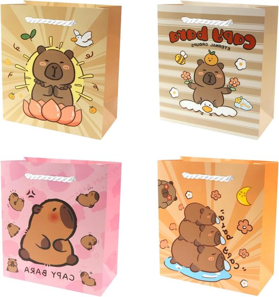 Foto: 12 stuks feestzakjes capybara leuke goodie zakken voor dieren thema feest decoraties en snoep geschenkzakje verjaardagsfeestbenodigdheden
