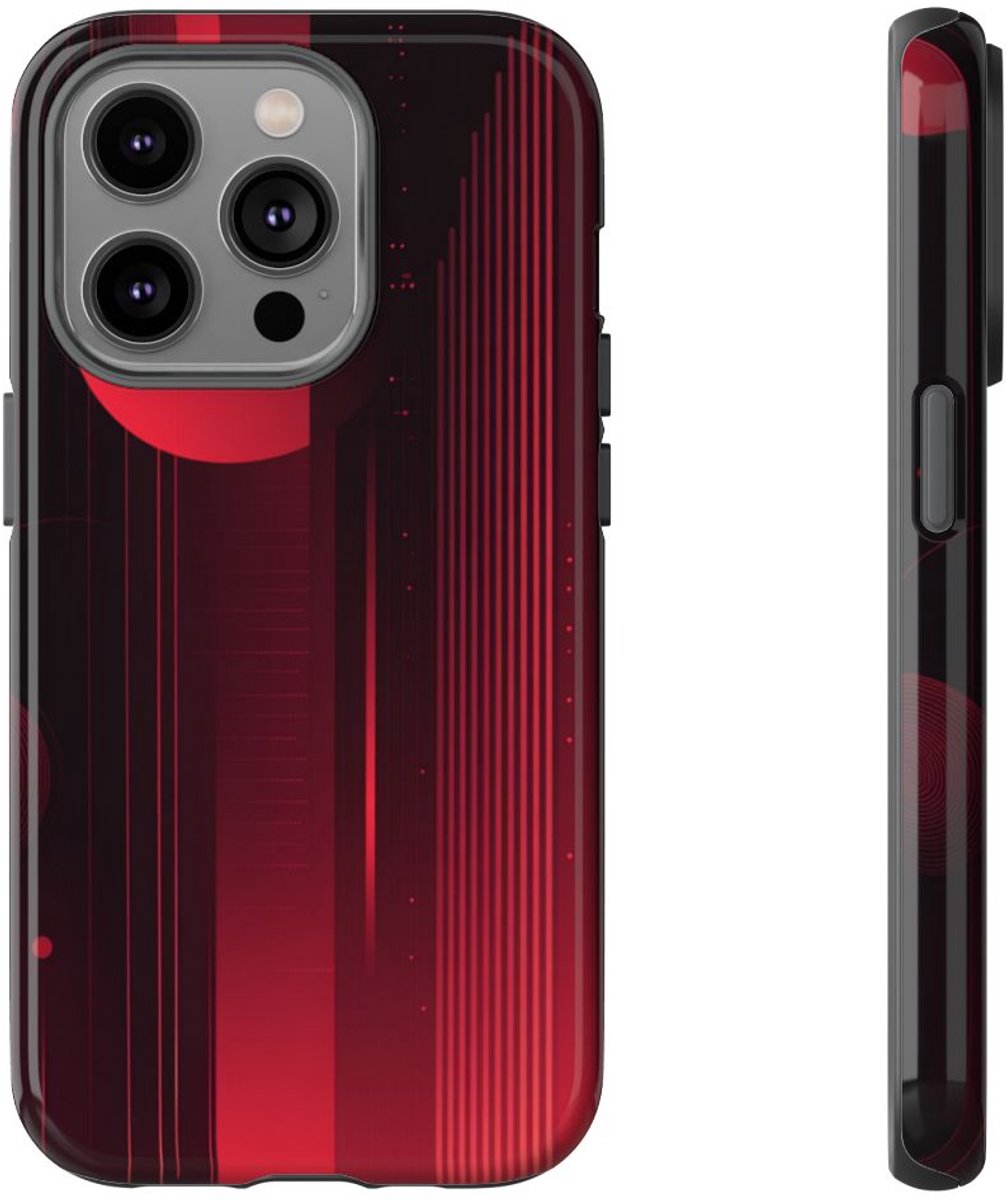 Abstract Rood Geometrisch Ontwerp – Telefoonhoesje Geschikt voor iPhone 14 Pro