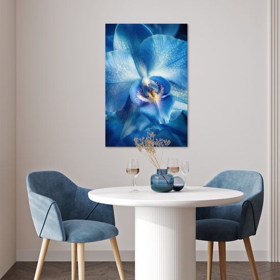 Poster 60x90 cm - Blauw - Orchidee - Elegeant - Posters - Kamer decoratie - Wanddecoratie woonkamer - Muurdecoratie slaapkamer