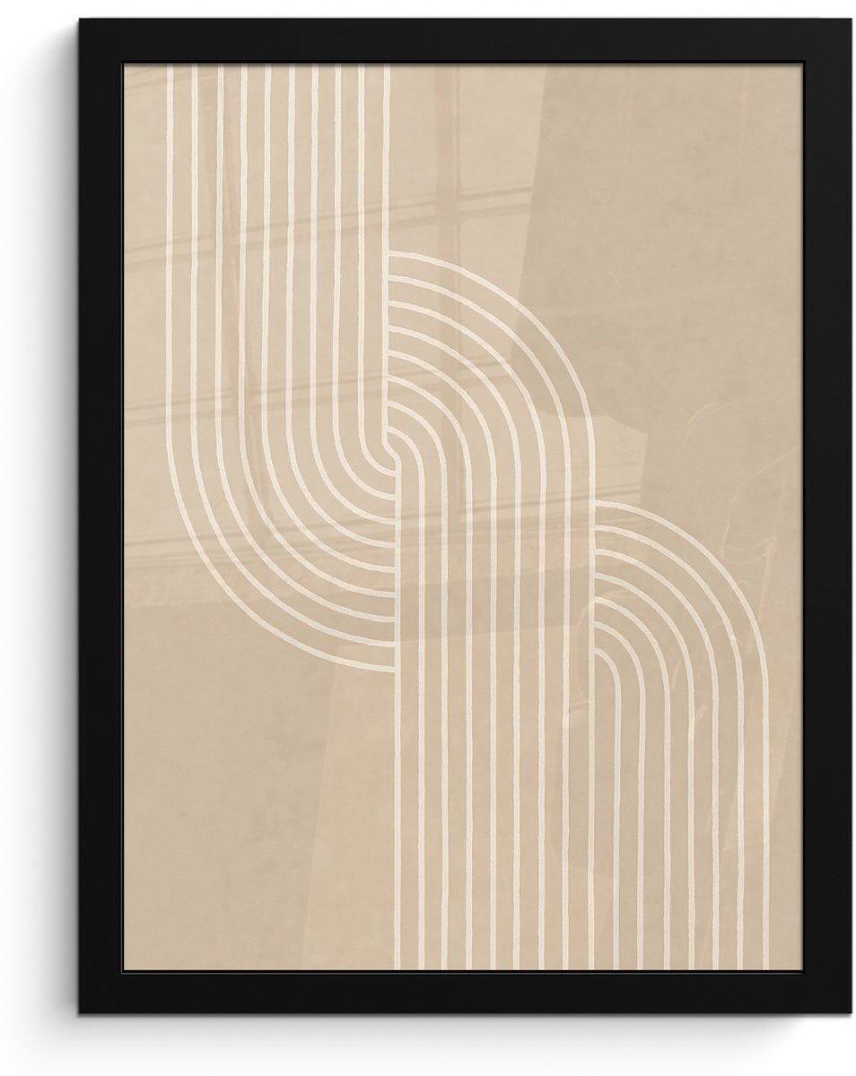 FrameYourWall Poster in lijst - Fotolijst 30x40 cm - Posters - Parallelle lijnen - Lichte textuur - Beige - Posterlijst zwart - Decoratie - Wanddecoratie woonkamer - Muurdecoratie slaapkamer