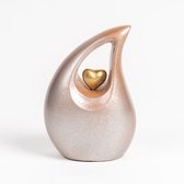 Teardrop Urn Klein 600 ml Copper Mist Silver met Goudkleurig Hart - Urn voor Menselijke As - Crematie Urn voor As Volwassenen - Dieren Urn voor As Crematie - Urn Hond - Urn Kat