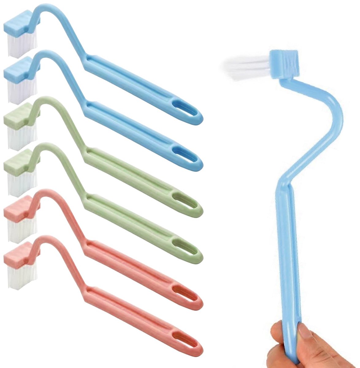 Toiletborstels set - multifunctioneel - 6 stuks - kunststof - 20 x 4 cm