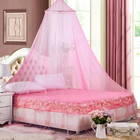 Foto: Universeel muggennet koepel 250 x 900 x 60 cm roze klamboe voor bed ideaal voor camping en reizen