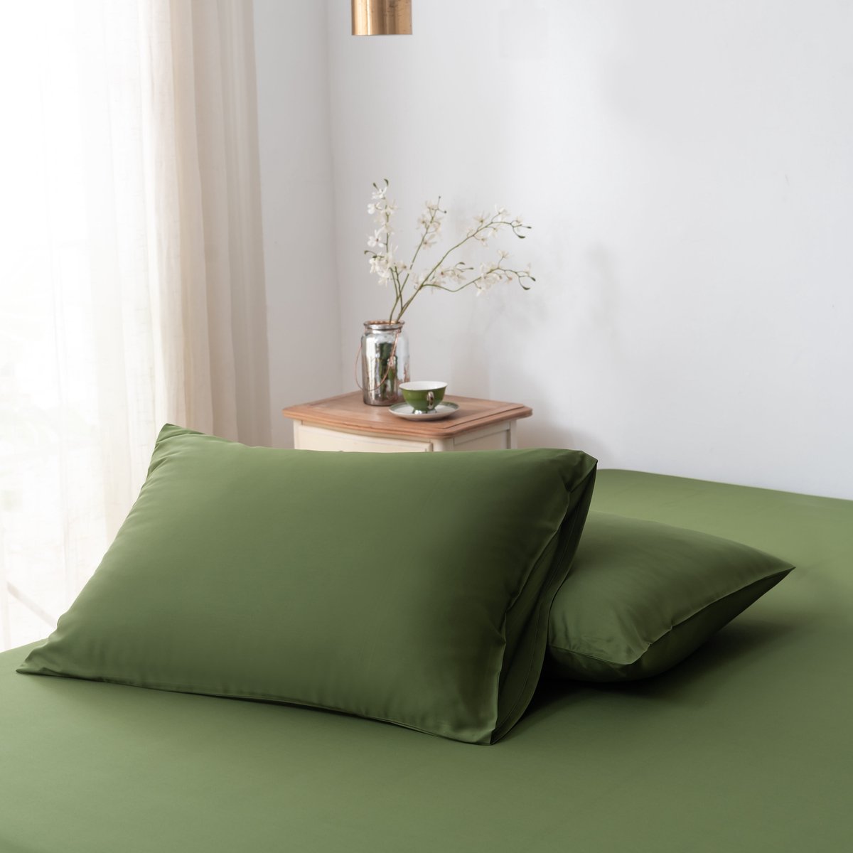 Bamboe kussenslopen Deep Moss donkergroen 50x75 cm – Set van 2, zacht, ademend & duurzaam | Boomba Bamboo®