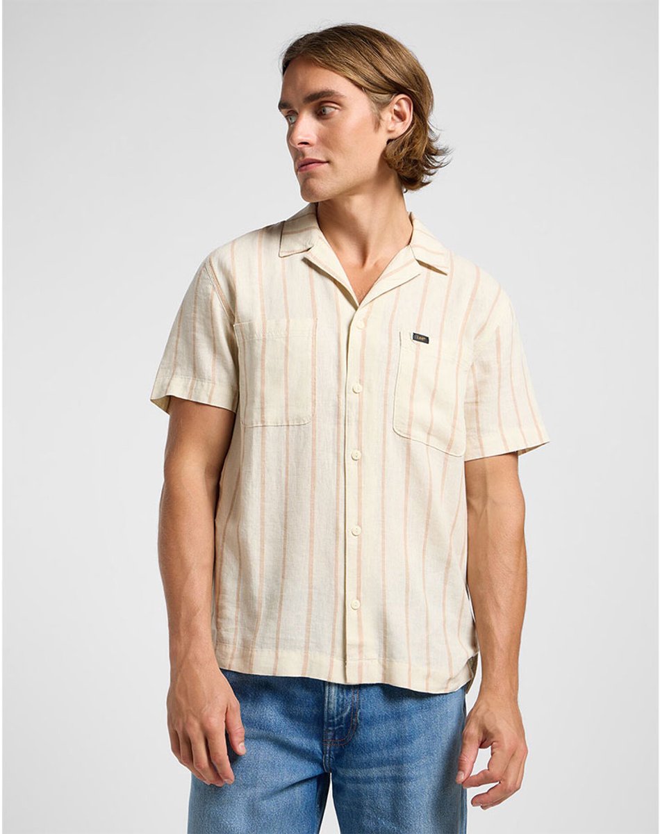 Lee Camp 2 Pocket Relaxed Fit Overhemd Met Korte Mouwen L Man Soy Bean