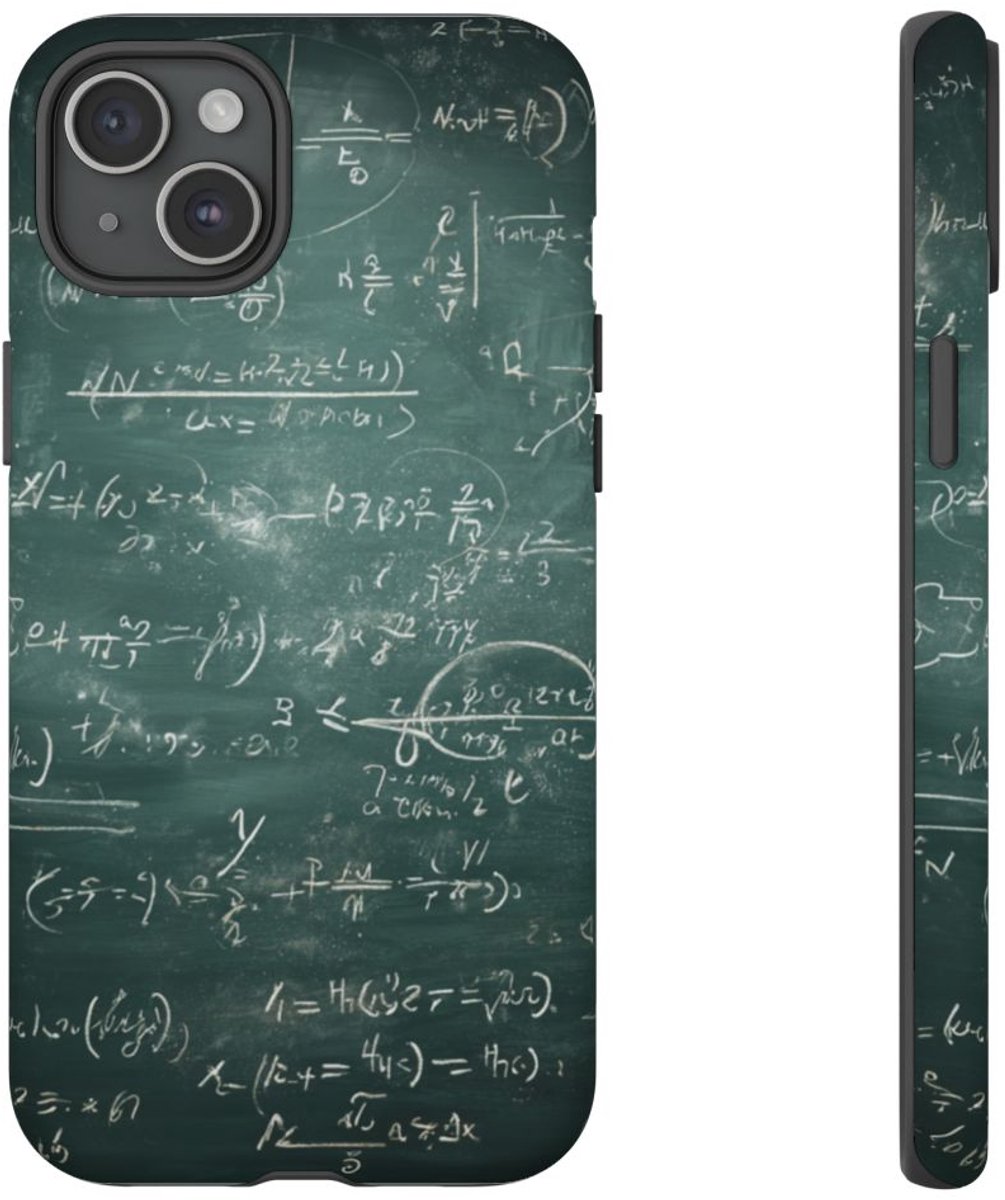 Wiskundige Formules op Schoolbord – Telefoonhoesje Geschikt voor iPhone 15 Plus
