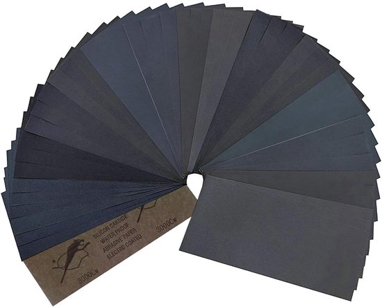 Professionele schuurpapierset, korrel 120-3000, 42 stuks, nat en droog