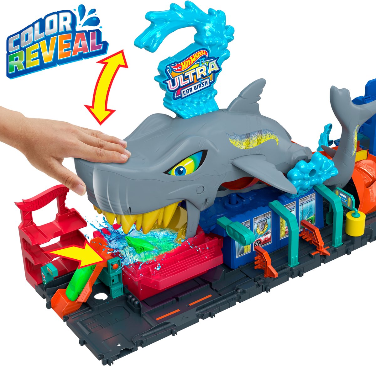 Hot Wheels City Haaienaanval in de autowasserette - Met speelgoedauto met kleurverrassing — afbeelding 7