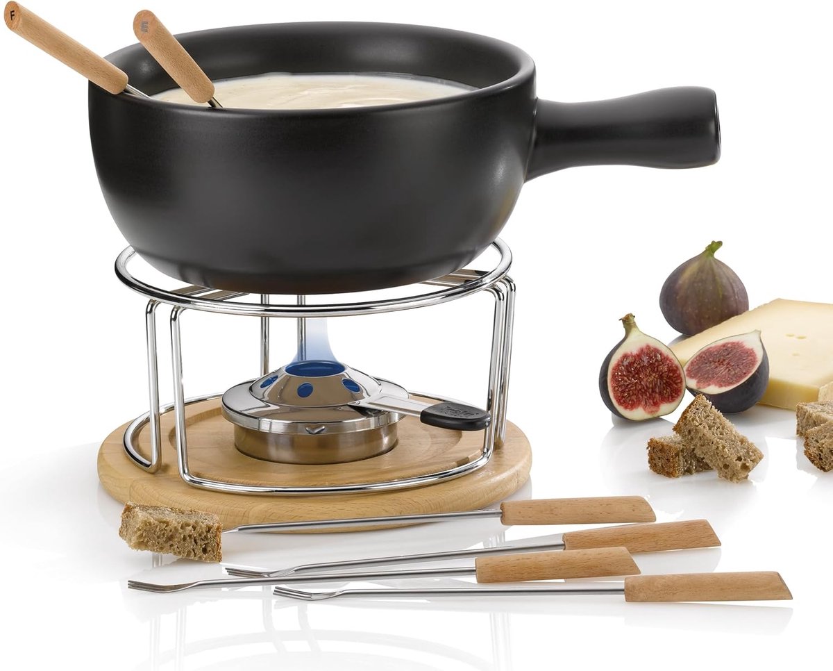 RFWR® Kaasfonduepan van keramiek - 22,5 cm, 2 l, zwart