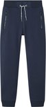 Donkerblauwe joggingbroek met trekkoord en ritszakken.