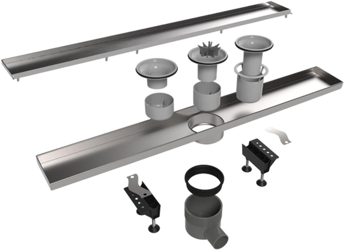 Easy Drain Tegeldrain tegelgoot met zijuitloop 50mm 9.8X160CM met 30/35/50cm waterslot