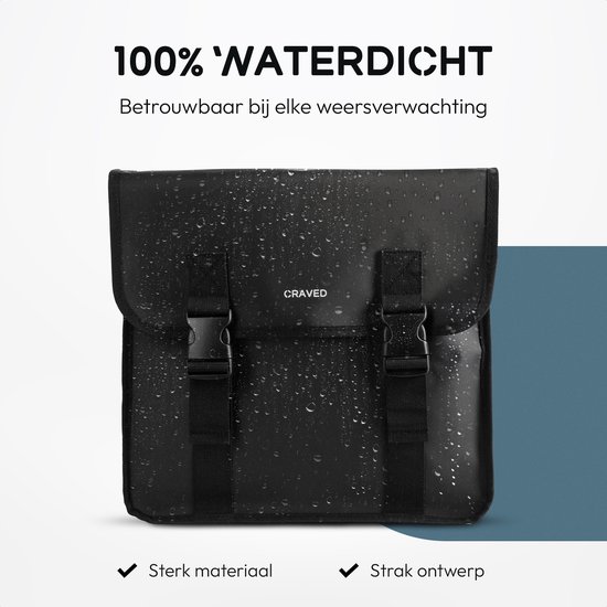 Craved Dubbele Fietstassen - Waterdicht - 40 liter - Zwart - Met reflectie - Elektrische Fiets van Craved — afbeelding 2