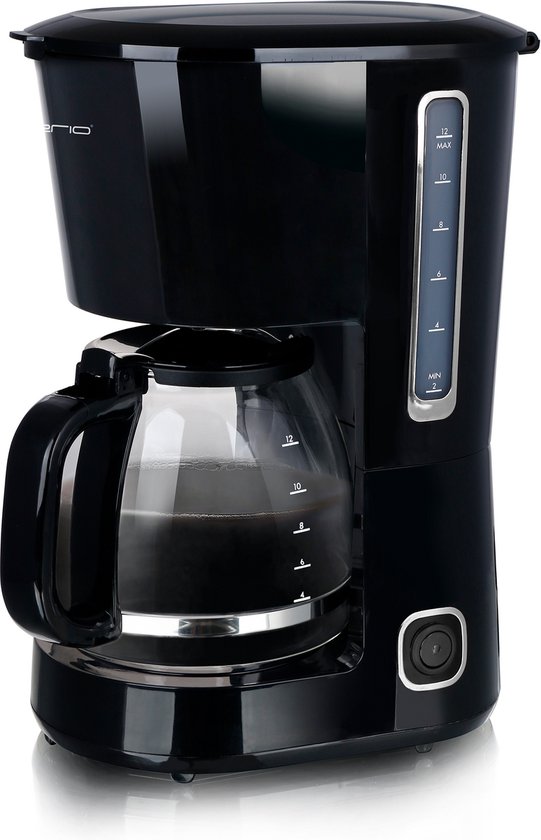 Emerio Koffiezetapparaat met Glazen Kan - 1,5L Filterkoffie - 12 kopjes per keer - Uitneembaar Filter - Non-Drip systeem - 750W - CME-125129.4 Zwart