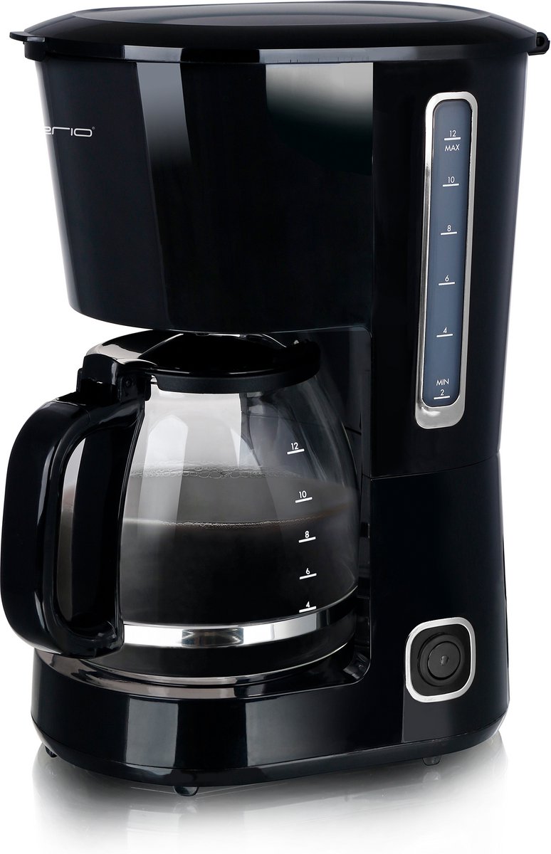 Emerio Koffiezetapparaat met Glazen Kan - 1,5L Filterkoffie - 12 kopjes per keer - Uitneembaar Filter - Non-Drip systeem - 750W - CME-125129.4 Zwart