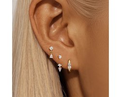 foto van Twinkle Modulaire Oorbellen Set | 18k Verguld Oorbellen Set met Zirkonia Stenen | 925 Streling Zilver | 3-delige Dames Modulaire Oorbellen Set