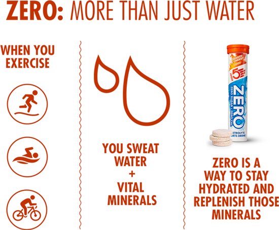 HIGH5 - ZERO Elektrolyten - Suikervrije Elektrolyten Bruistabletten - Caloriearm & Verfrissend - Sinaasappel & Kers Smaak - 1x20 Stuks - Voor Sport & Hydratatie van High5 — afbeelding 4