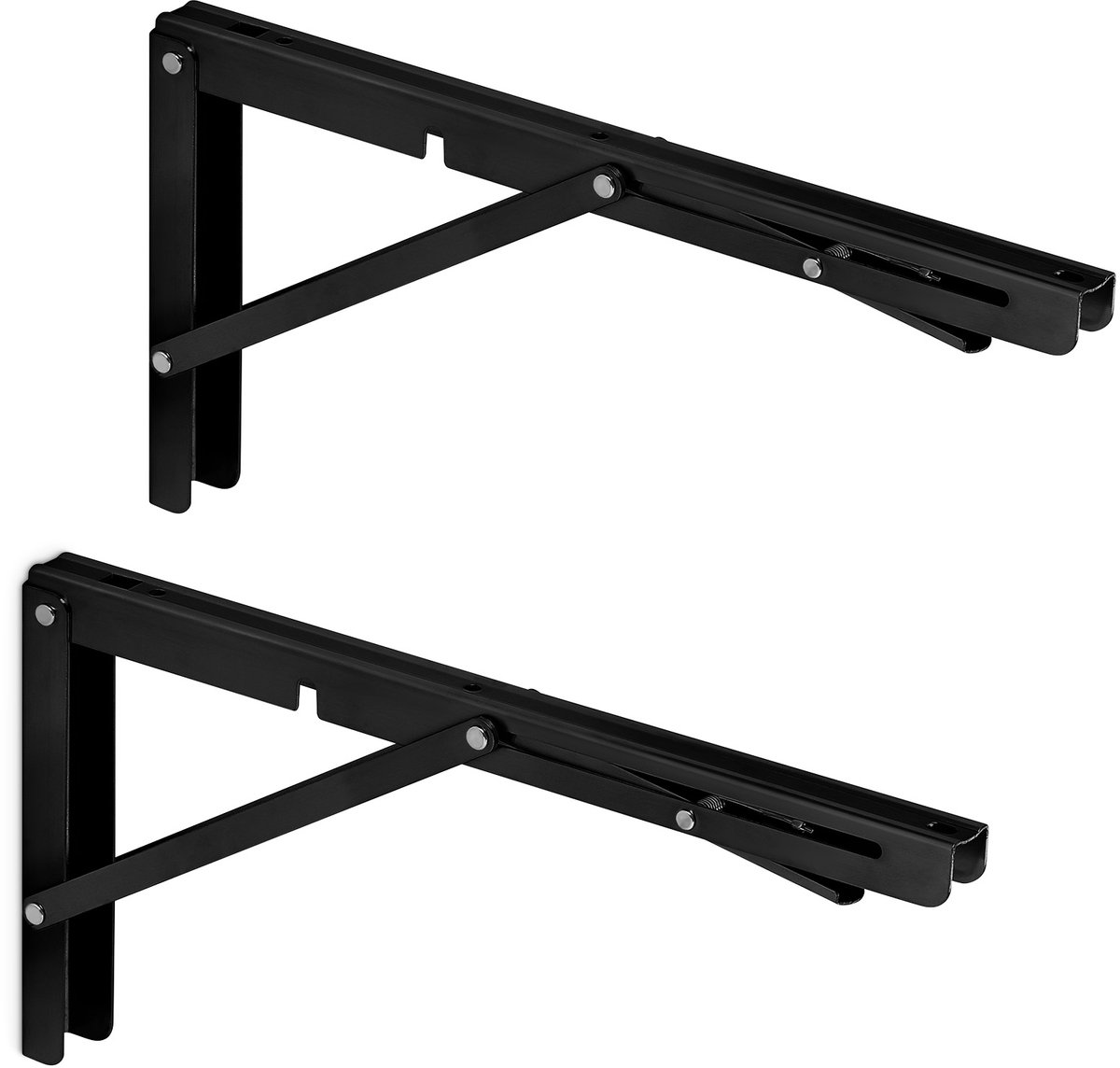 SOTECH 1 paar zware klapconsoles (350 x 175 mm, zwart, draagvermogen tot 150 kg) klapbeslag voor wandmontage