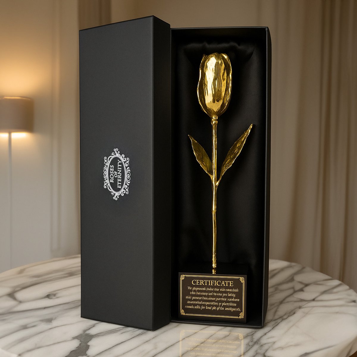 Roses of Eternity - 24K Gouden Tulp - Luxe Tulpen - Cadeau voor, vrouw, vriendin, haar, Valentijn - Moederdag - Valentijnsdag - Huwelijk - Kunst Bloemen - Romantisch Liefdes cadeautje