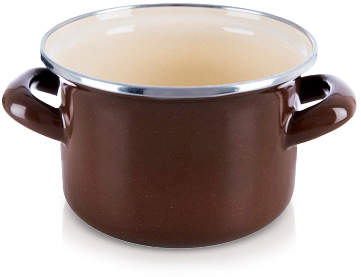 Kookpan Geëmailleerde BROWN 14 cm, 950 ml - Kookpot - Soeppan