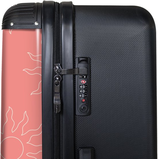 NoBoringSuitcases.com® - Grande valise - Valise de voyage légère - Motif soleil rose - Trolley 4 roues - Grand trolley XL - 98 litres de bagages