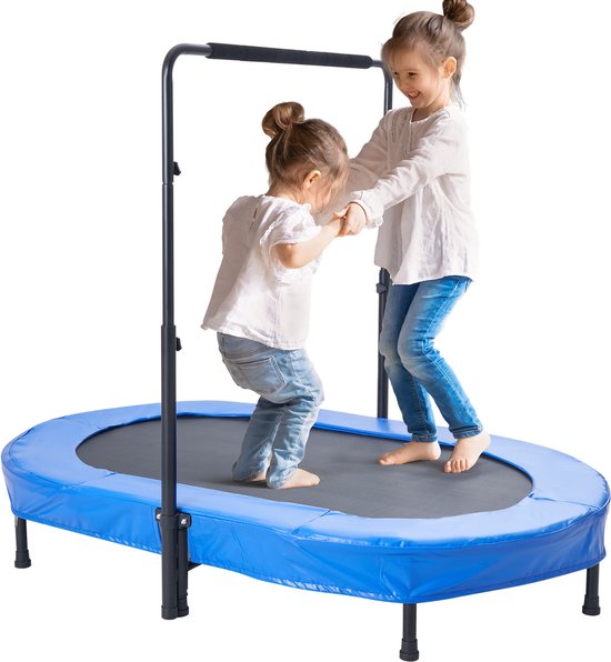 Kindertrampoline, 56x36 Inch Indoor-Outdoor Trampoline, Opvouwbare Minitrampoline met Handvat, Rebounder Trampoline voor Peuters, Een Ideaal Verjaardagscadeau voor Kinderen Vanaf 3 Jaar