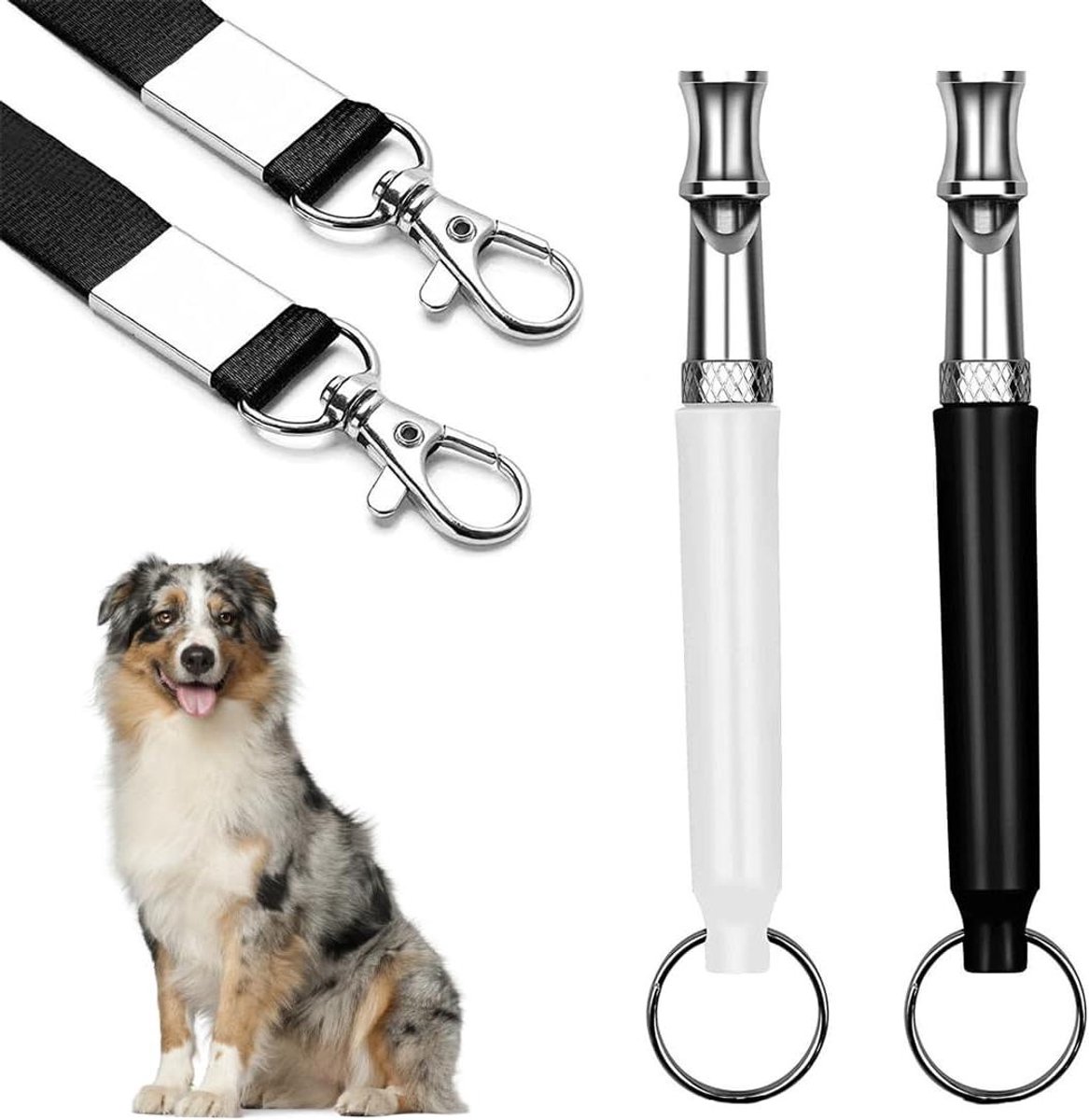 Allecto Plus - Set van 2 stille hondenfluitjes voor hoge frequentie training (zwart + wit)